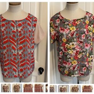 Loyd / Ford 6 Reversible Blouse 100% Silk ~ Art to Wear Floral Modern